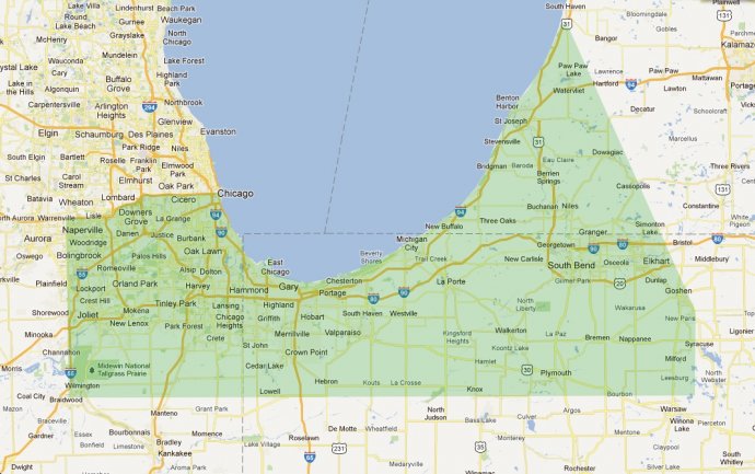 Coverage area for Huggett ° Betten Corporation in Stevensville, Michigan